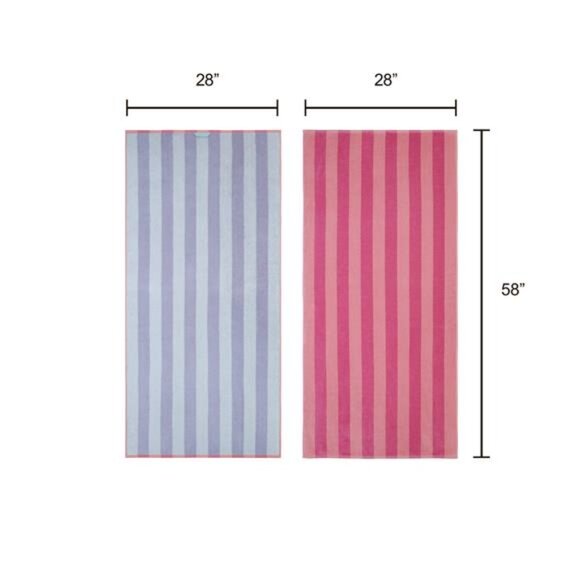 Cabana Striped Pink & Purple Cotton-Blend Beach Towels (4 Count) - Picture 5 of 5